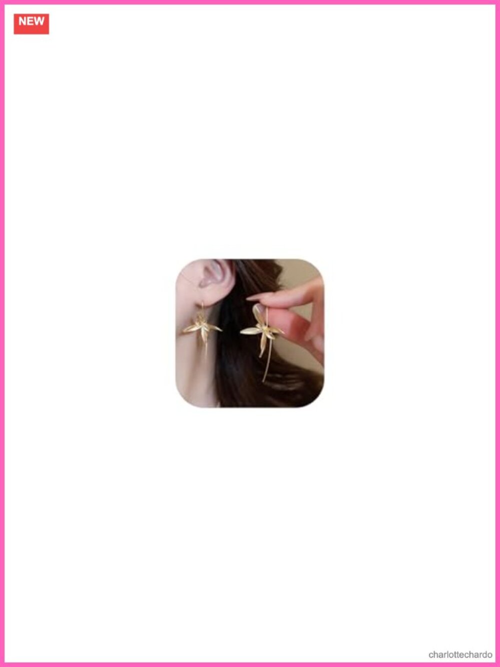 Gold Flower Dangle Earrings Oversized Statement Drop Pearl Floral